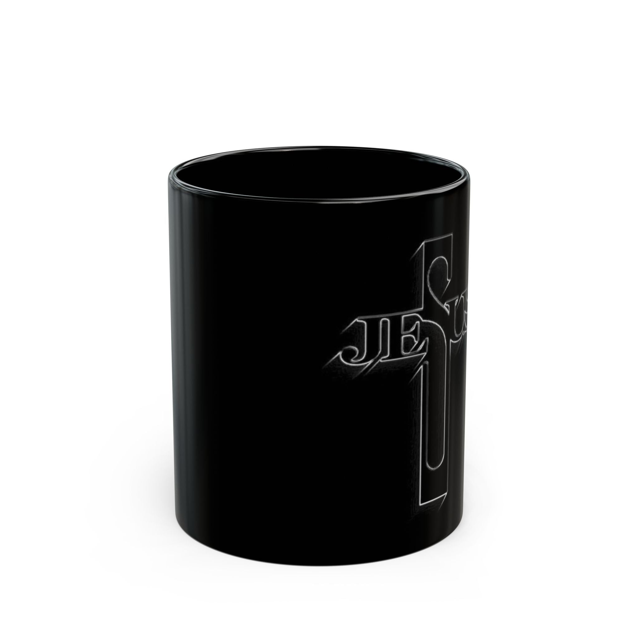 Jesus Cross Black Mug - 11oz & 15oz, Christian Gift for Coffee Lovers, Religious Decor, Inspirational Drinkware, Perfect for Holidays