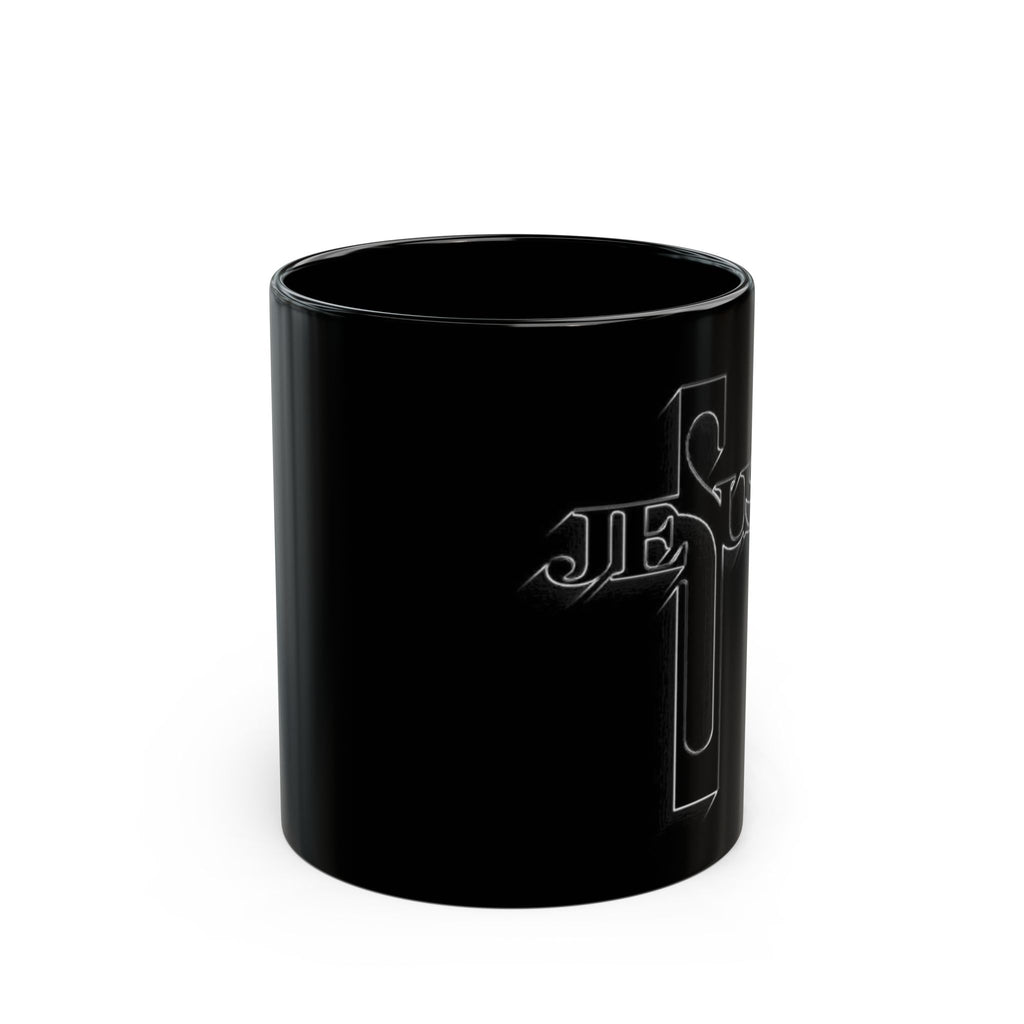 Jesus Cross Black Mug - 11oz & 15oz, Christian Gift for Coffee Lovers, Religious Decor, Inspirational Drinkware, Perfect for Holidays