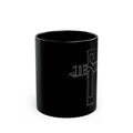 Jesus Cross Black Mug - 11oz & 15oz, Christian Gift for Coffee Lovers, Religious Decor, Inspirational Drinkware, Perfect for Holidays