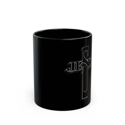 Jesus Cross Black Mug - 11oz & 15oz, Christian Gift for Coffee Lovers, Religious Decor, Inspirational Drinkware, Perfect for Holidays