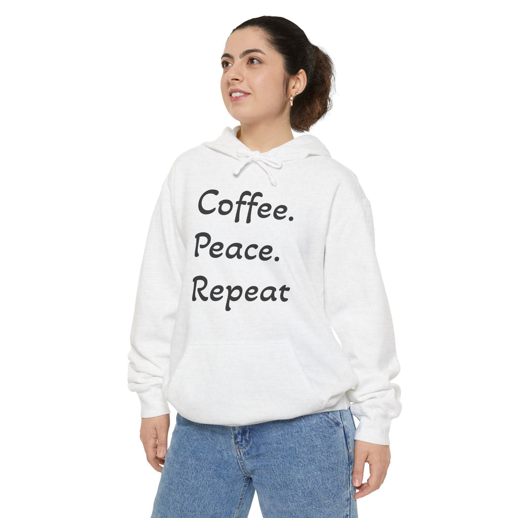 Coffee. Peace. Repeat Hoodie — Cozy Minimalist Coffee Lover Pullover