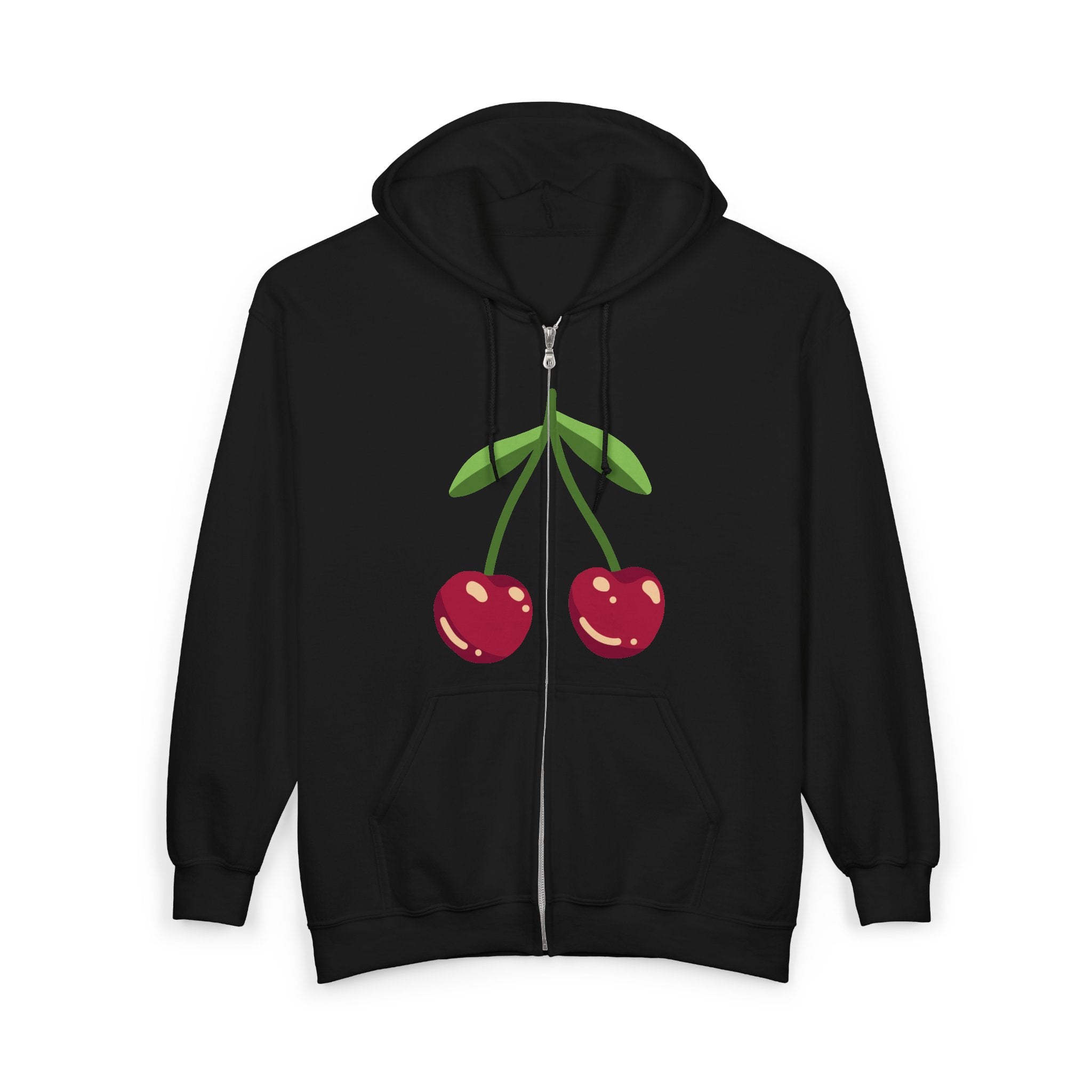 Cherry Print Zip-Up Hoodie, Cute Hooded Sweatshirt for Cherry Lovers, Casual Wear, Gifts for Her, Fruit Aesthetic Fashion