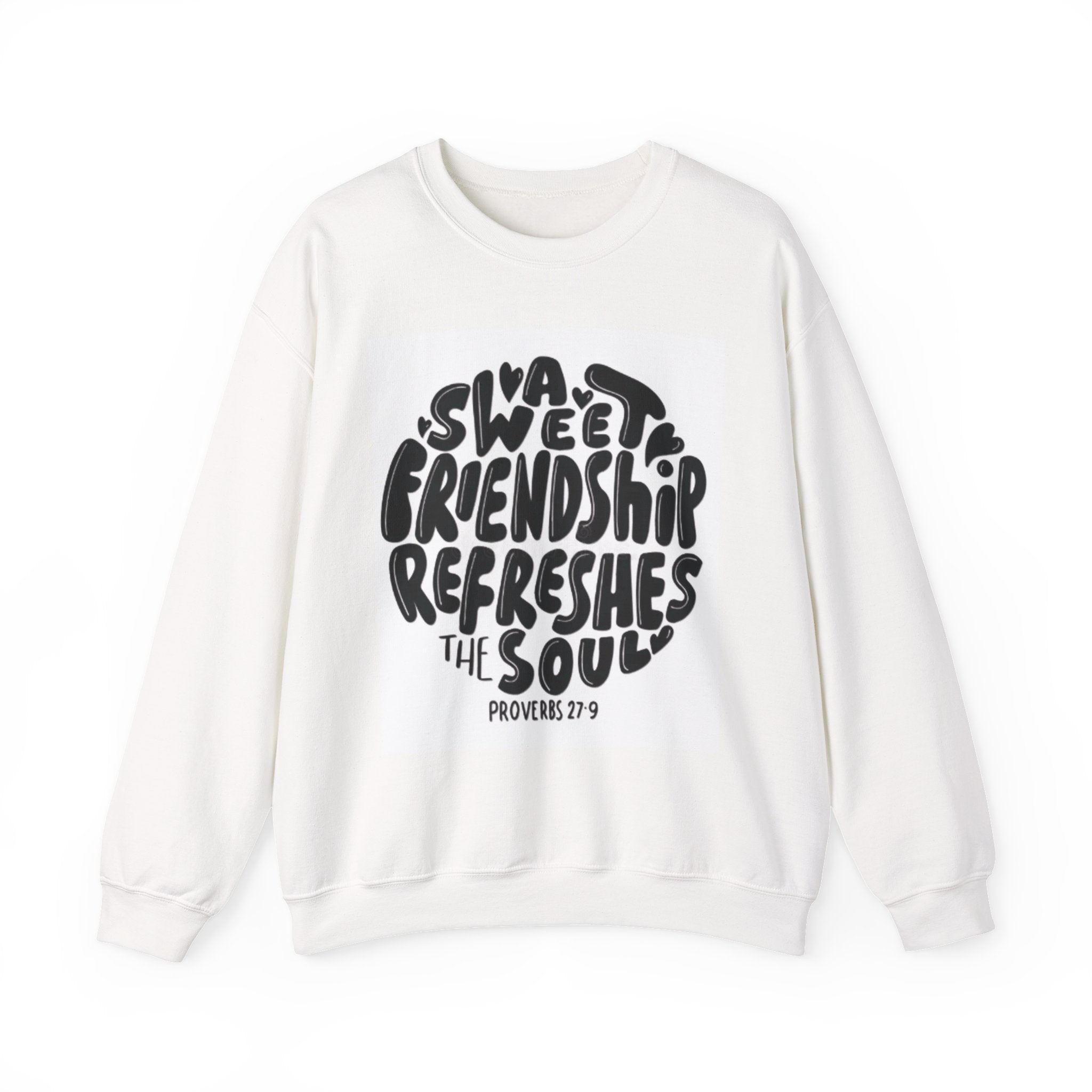 Inspirational Crewneck Sweatshirt, Faith-Based Gift, Cozy Apparel for Friends, Coffee Lovers, Uplifting Designs, Proverbs 27:9