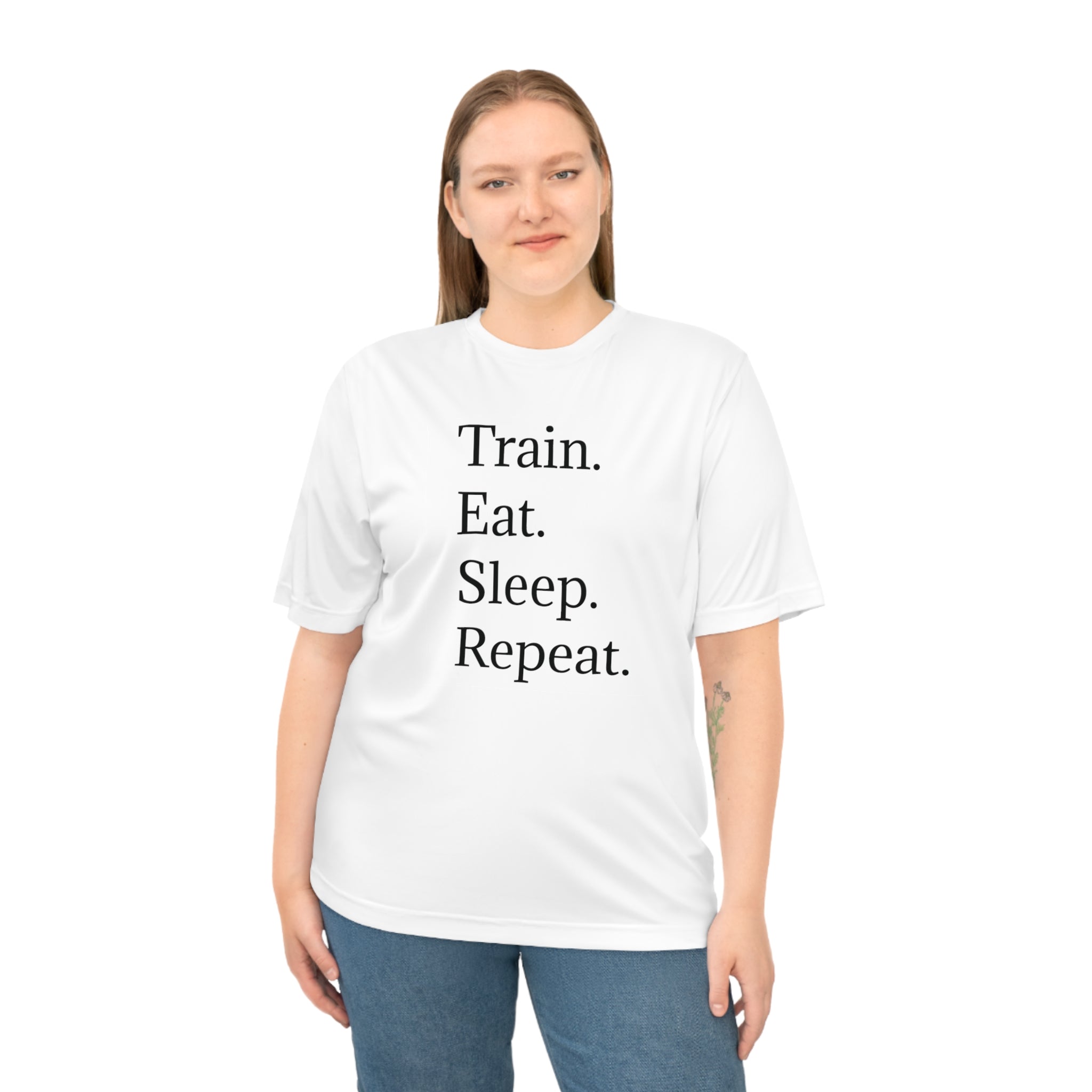 Unisex Motivational Workout T-shirt - Train Eat Sleep Repeat, Gym Apparel, Fitness Gift, Activewear, Casual Wear