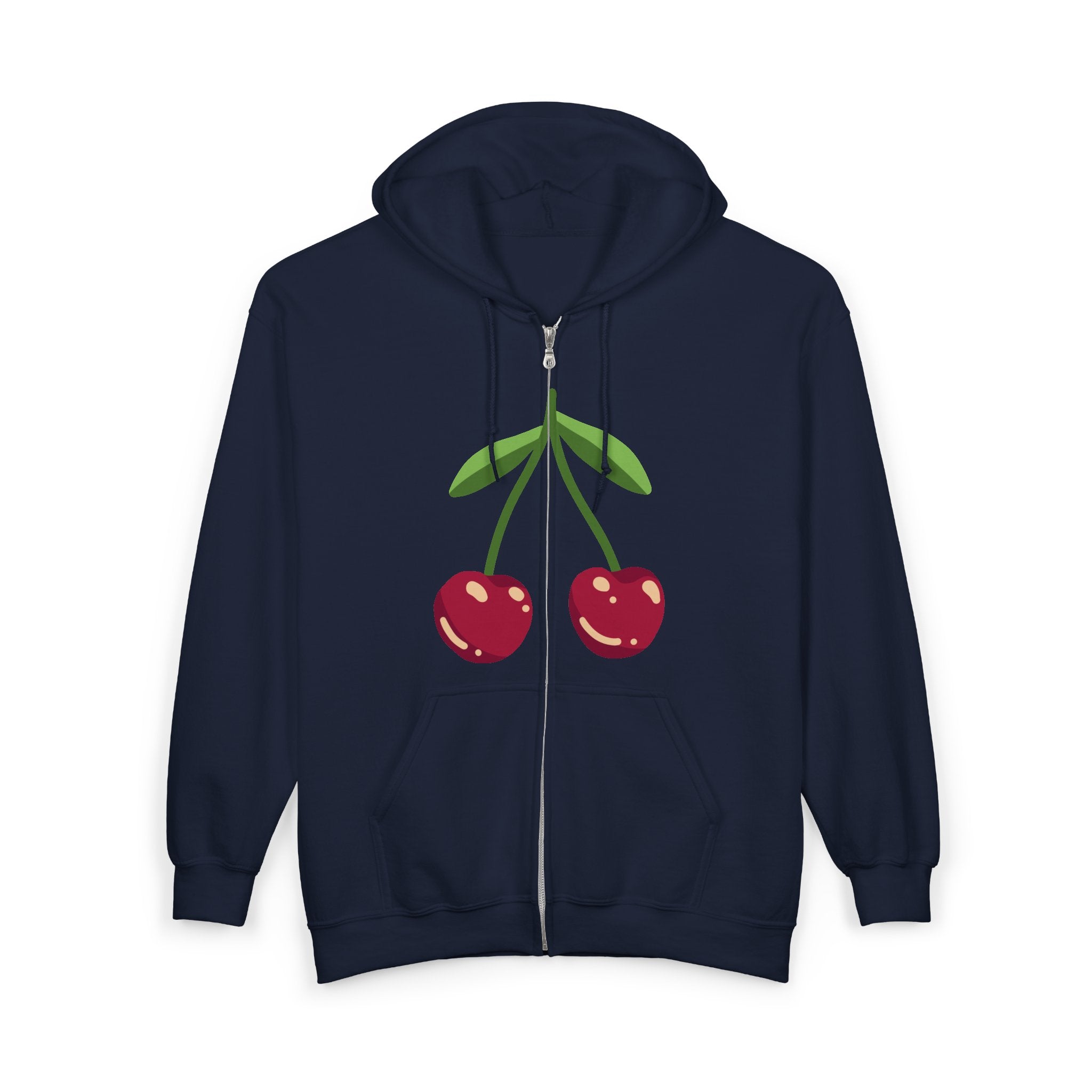 Cherry Print Zip-Up Hoodie, Cute Hooded Sweatshirt for Cherry Lovers, Casual Wear, Gifts for Her, Fruit Aesthetic Fashion
