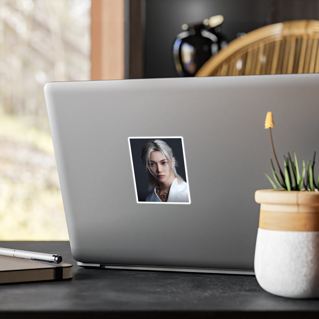 Portrait Vinyl Sticker — Elegant Blond Portrait Kiss-Cut Decal